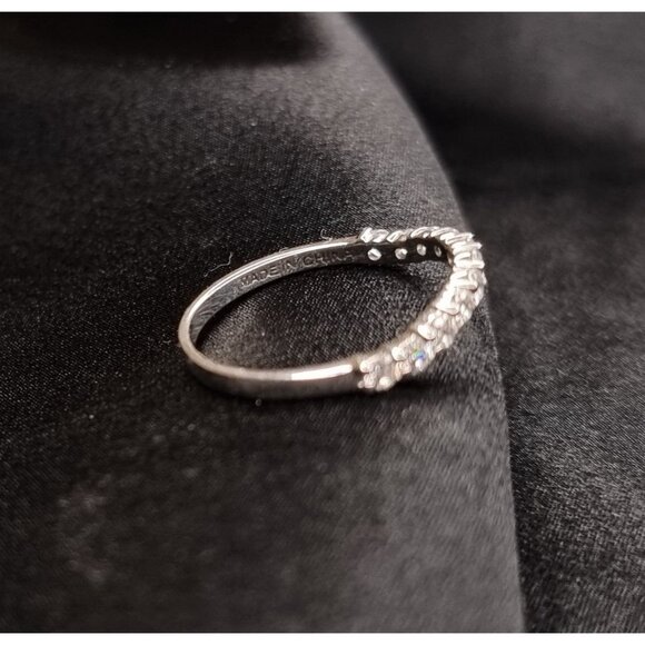 HN Signed China Sterling Silver 925 CZ Eternity Ring - Picture 2 of 3